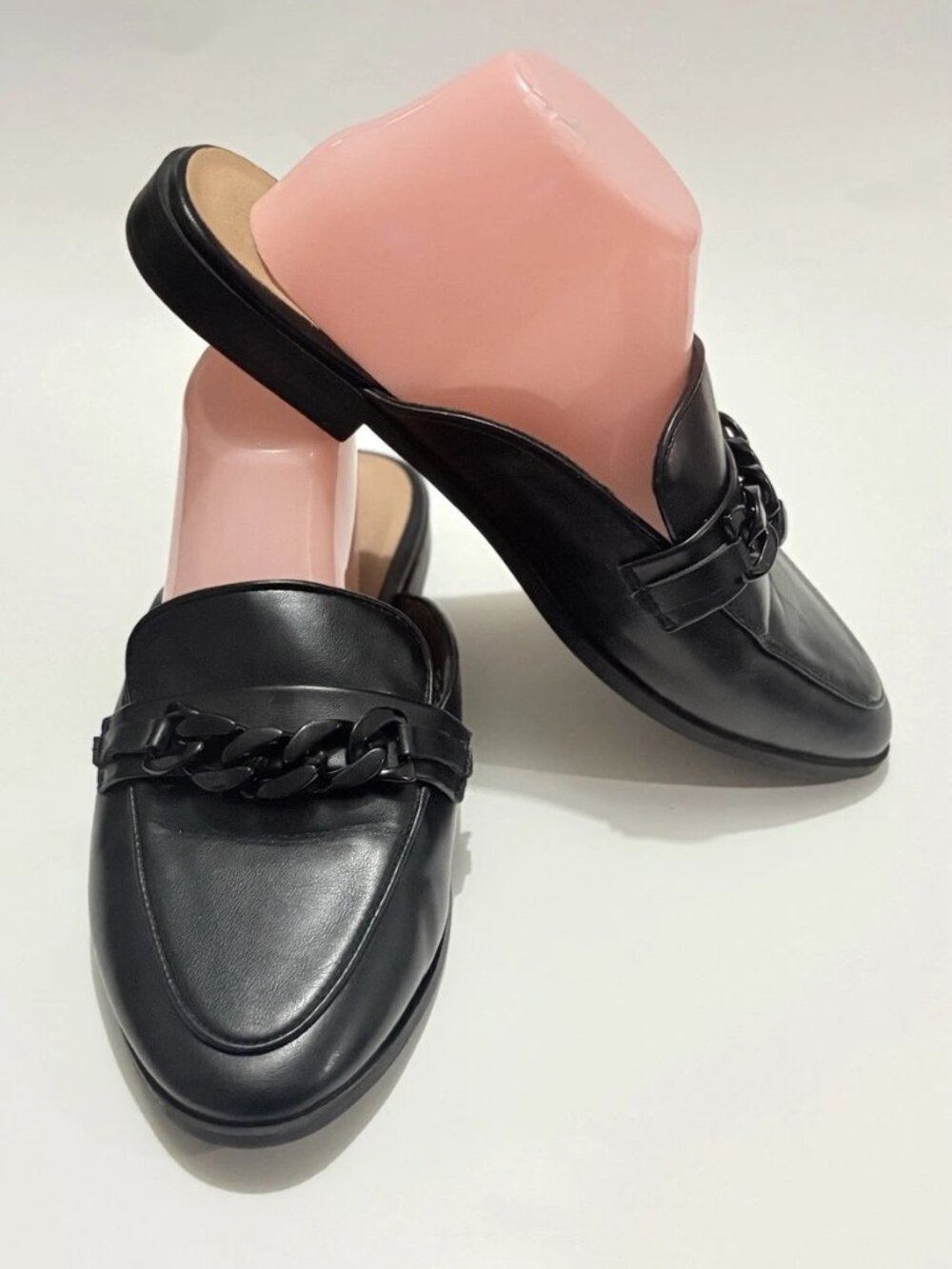 Lane Bryant Dream Cloud Chain Decor Slip On Mules Black Faux Leather 9 WIDE